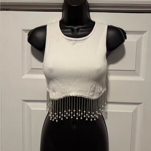 Beaded Fringe Crop Top